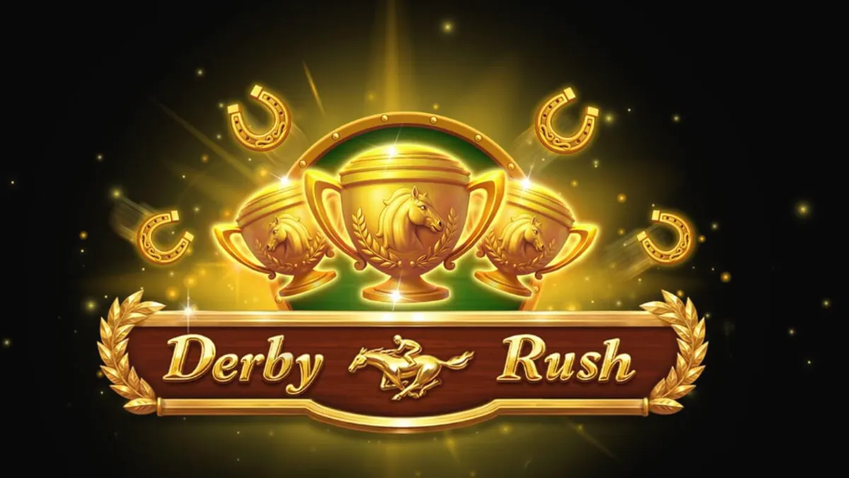 Tampilan antarmuka slot Derby Rush pada perangkat seluler