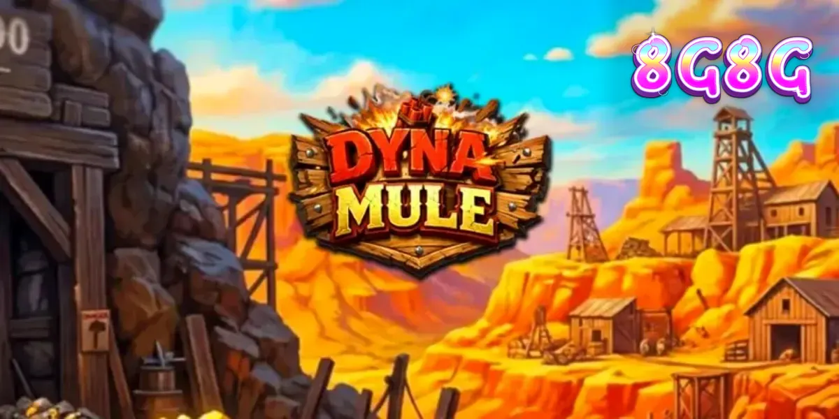 Tampilan visual slot Dyna Mule dengan tema tambang dan simbol mekanis
